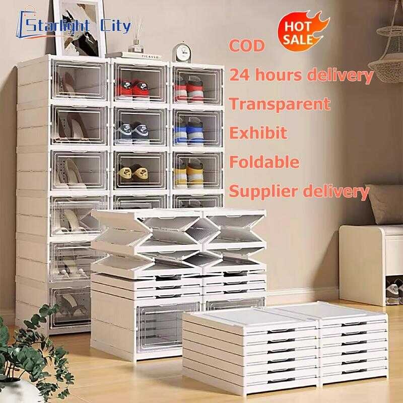 3/6/8/9/ Layers Transparent Foldable Shoe Rack Cabinet Storage ...