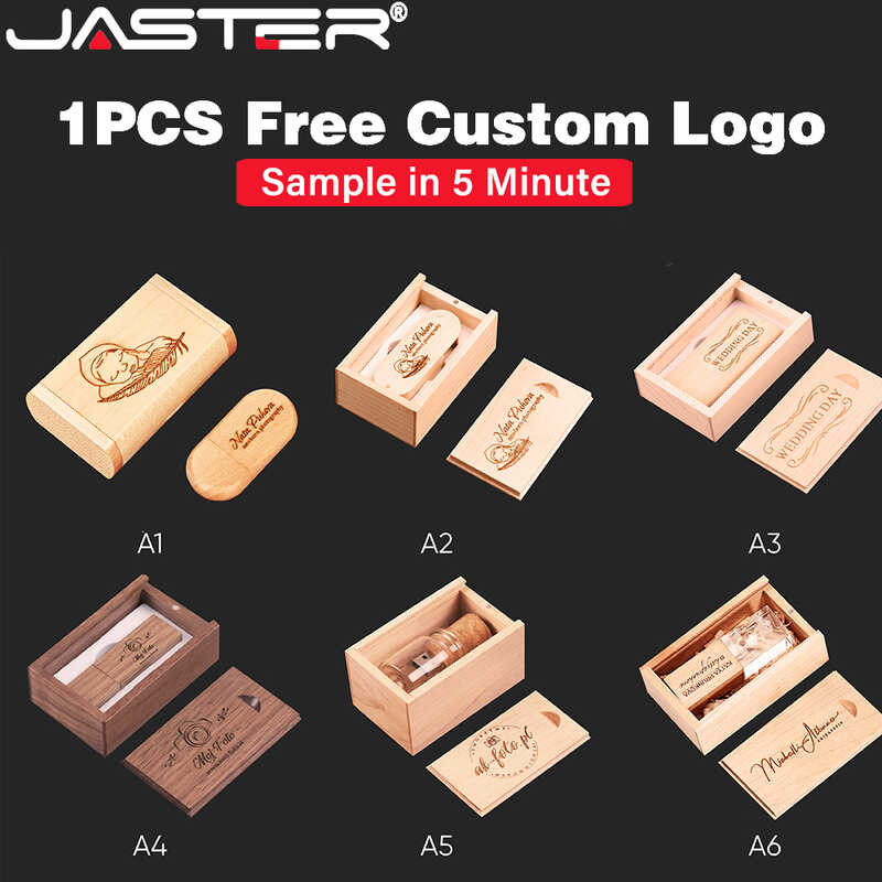 1 Pcs Free Customer Wooden USB Flash + Box Pen Drive U Disk Memory ...
