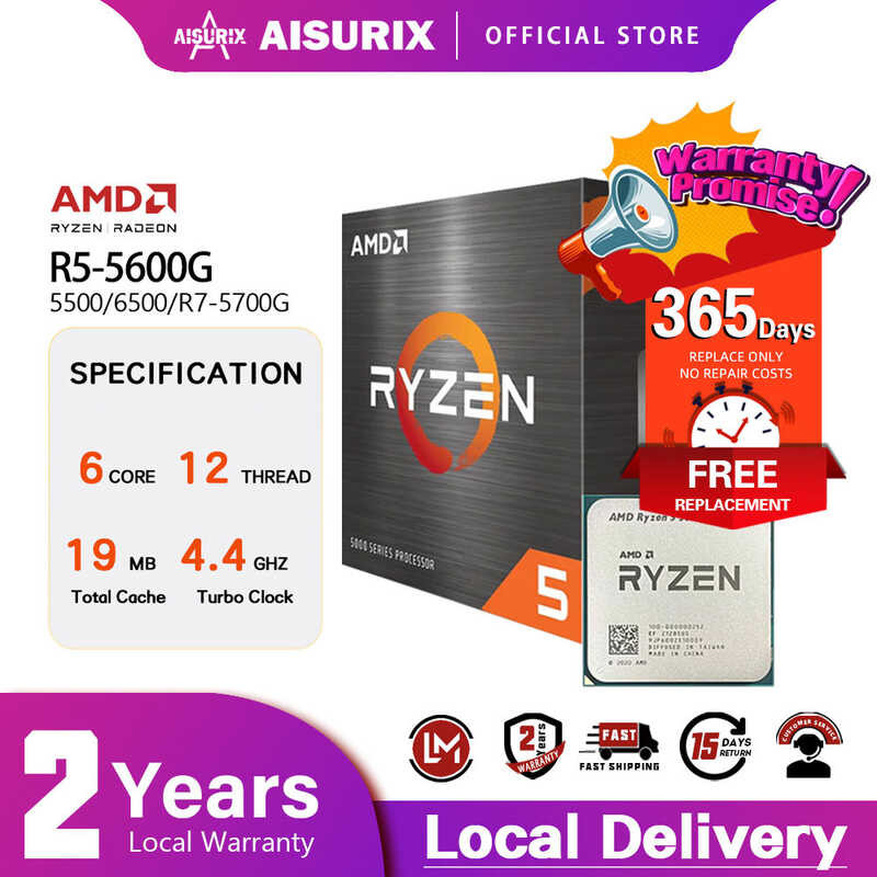 AISURIX AMD Ryzen5 5600G / R5-5500 Desktop Processor CPU Am4 Socket ...