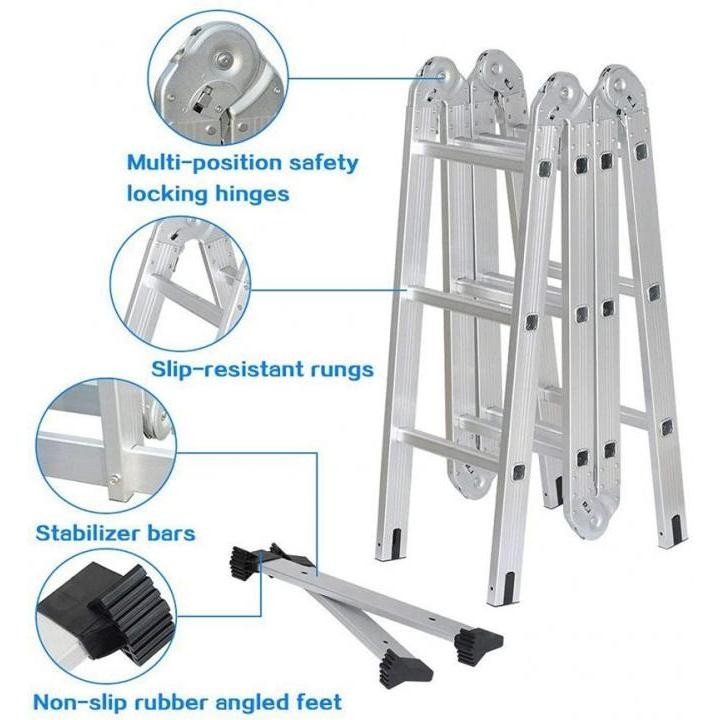 20FT Ladder Aluminum Heavy Duty Multi Purpose Thickened Ladder Foldable ...
