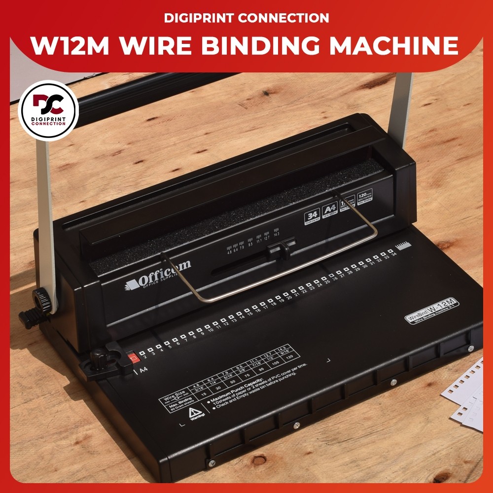 OFFICOM Wire Binding Machine A4 W12M Heavy Duty Binder Double Loop Wire ...
