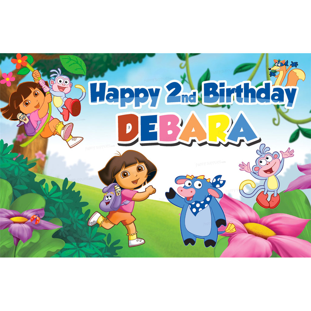 DORA THEME PERSONALIZED BACKDROP（free Customization Of Baby Names ...