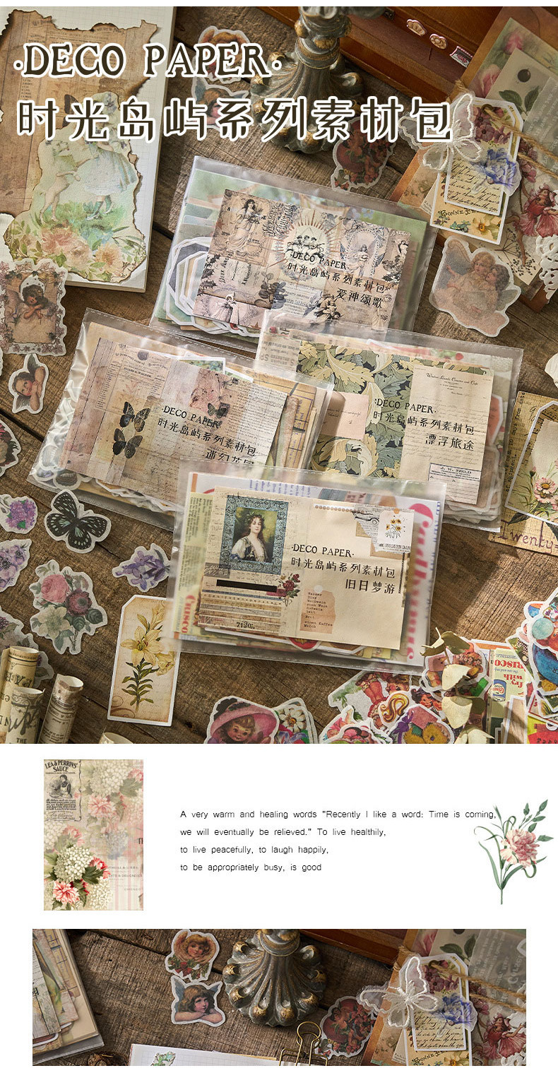 Journamm 100 Pcs Vintage Scrapbook Paper washi Paper Sticker Collage ...