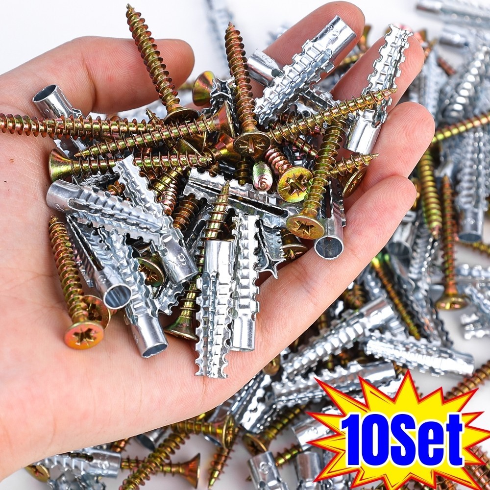 10sets Metal Expansion Screws Bolt Anchors Serrated Expansion Wall
