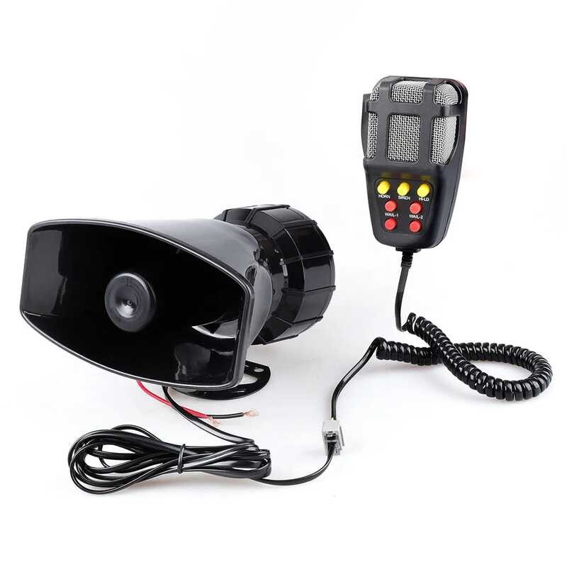 Car 7 Sound Alarm Horn DC 12V 100W 125dB with MIC Loud Motorcycle Siren