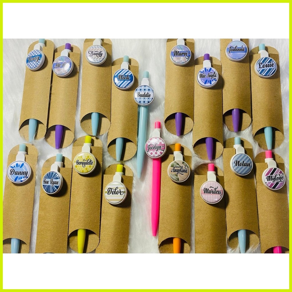 ☎ Personalized Button Badge Pen Ballpen | Shopee Philippines