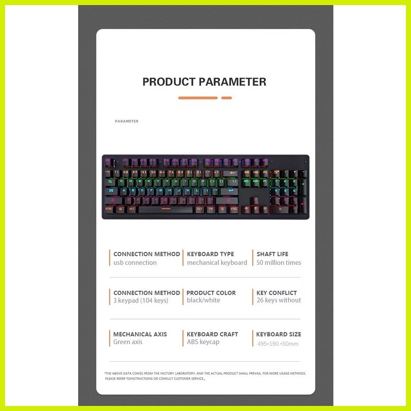 ஐ ♣ Mechanical Keyboard K880 Wired Gaming Keyboard USB RPB 104Key Apply ...