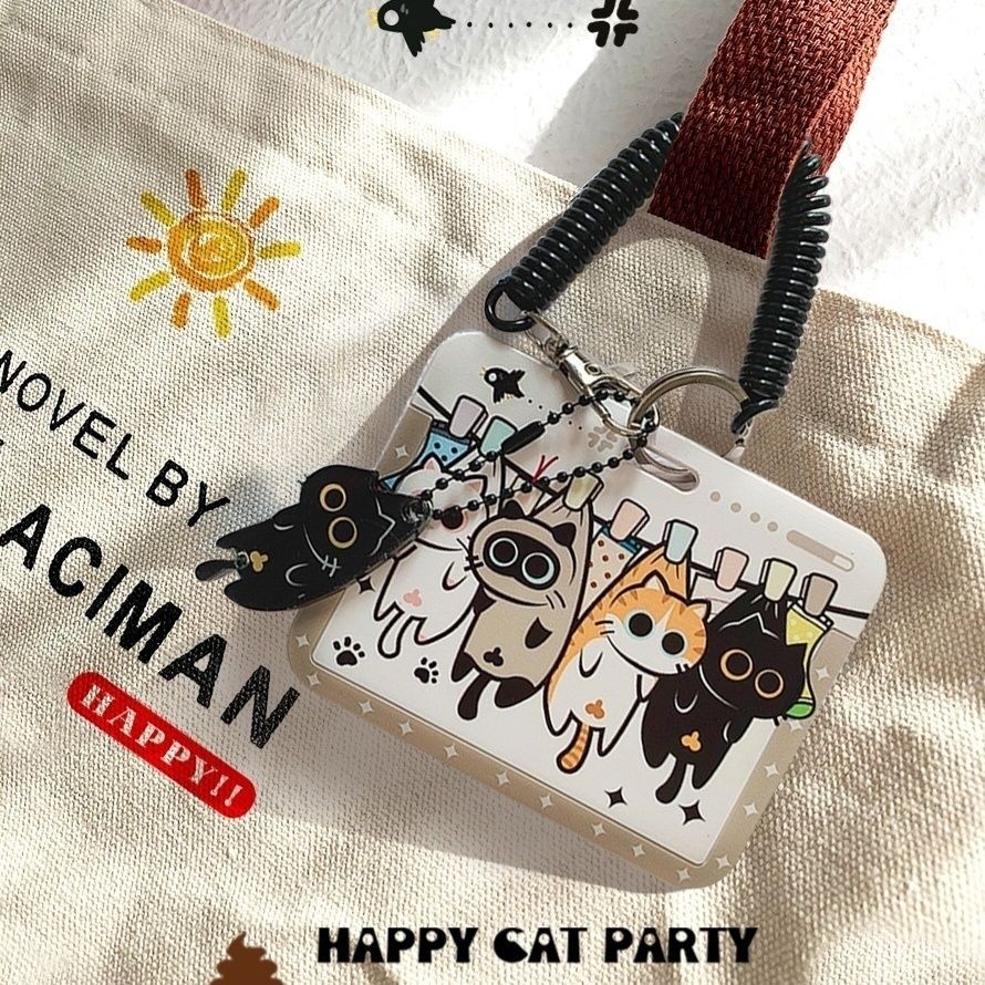 HAPPY Original Cute Cat Card Set Student Couple Meal Card Campus Card ...