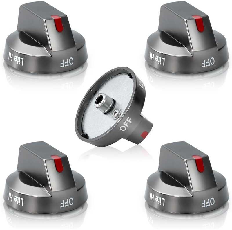 5-Pack Samsung Stove Knobs DG64-00473B - Black Stainless Burner Control Dials
