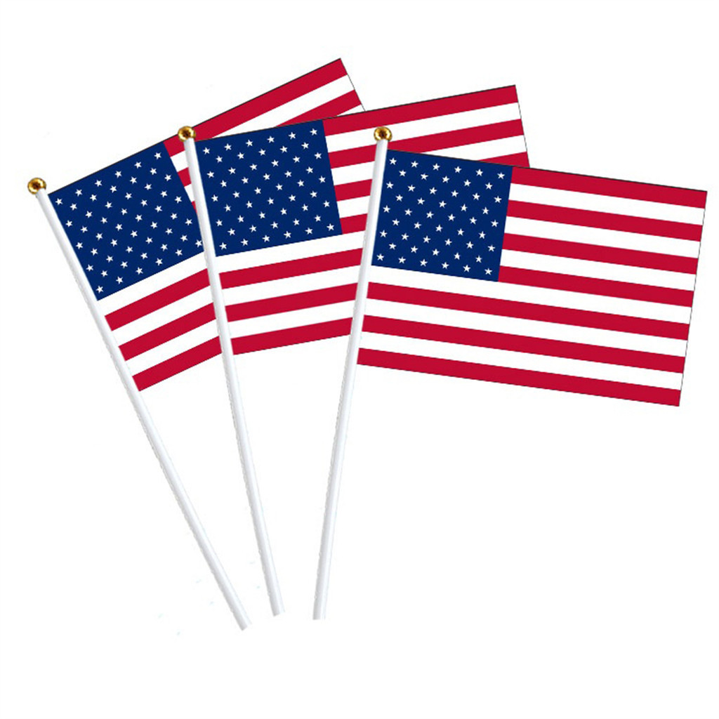 Set of 10 USA Flag with Stick Mini American Flag 8 x 5 Inches Hand ...