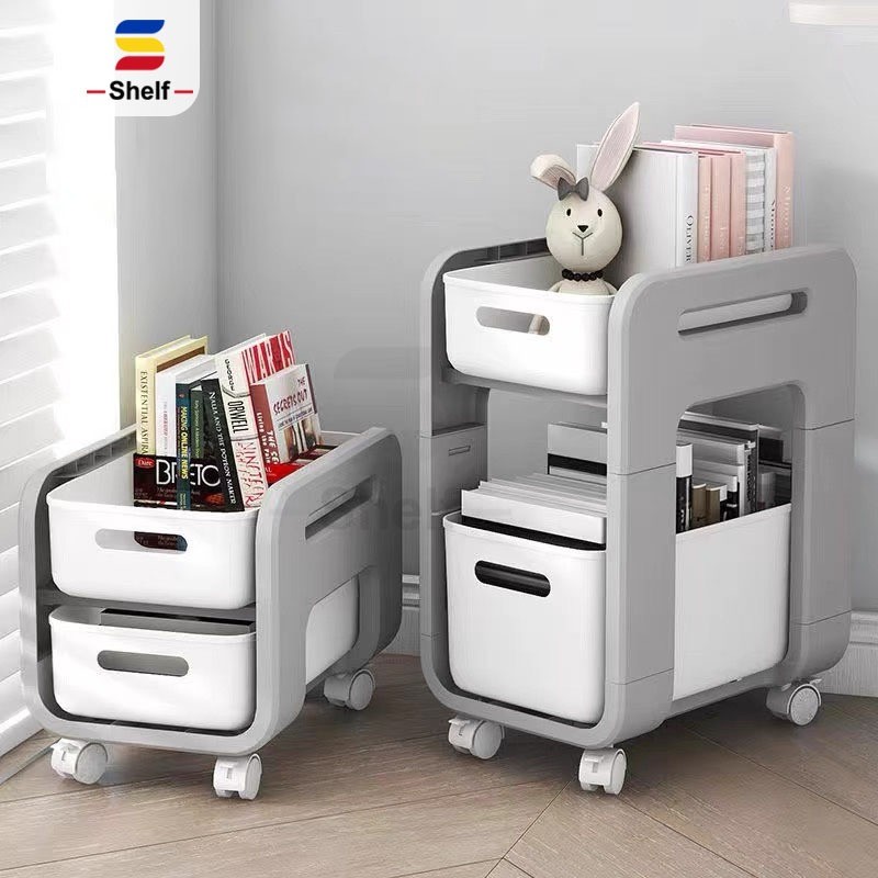 Moving rack Bookshelf with Wheels Multi-functional Organizer Magazine ...