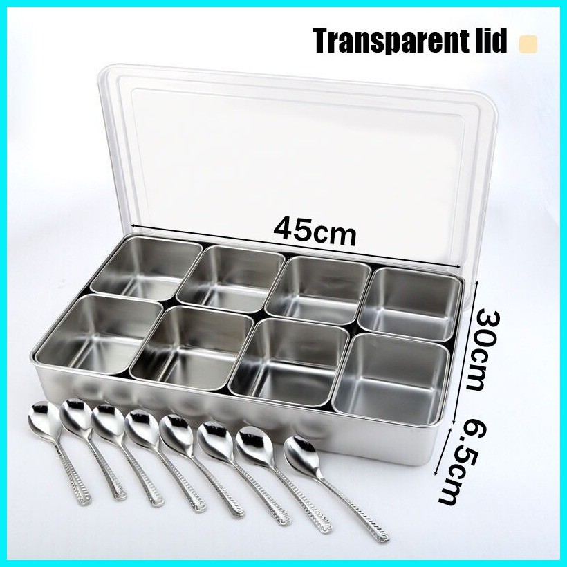*free spoons*stainless condiments seasoning bottle 4&6&8 compartments ...