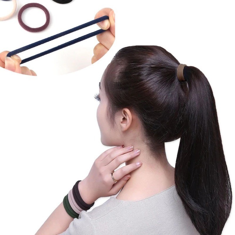 4cm / 5cm Black Solid Rubber Band - Big Elastic Hair Bands Ponytail ...