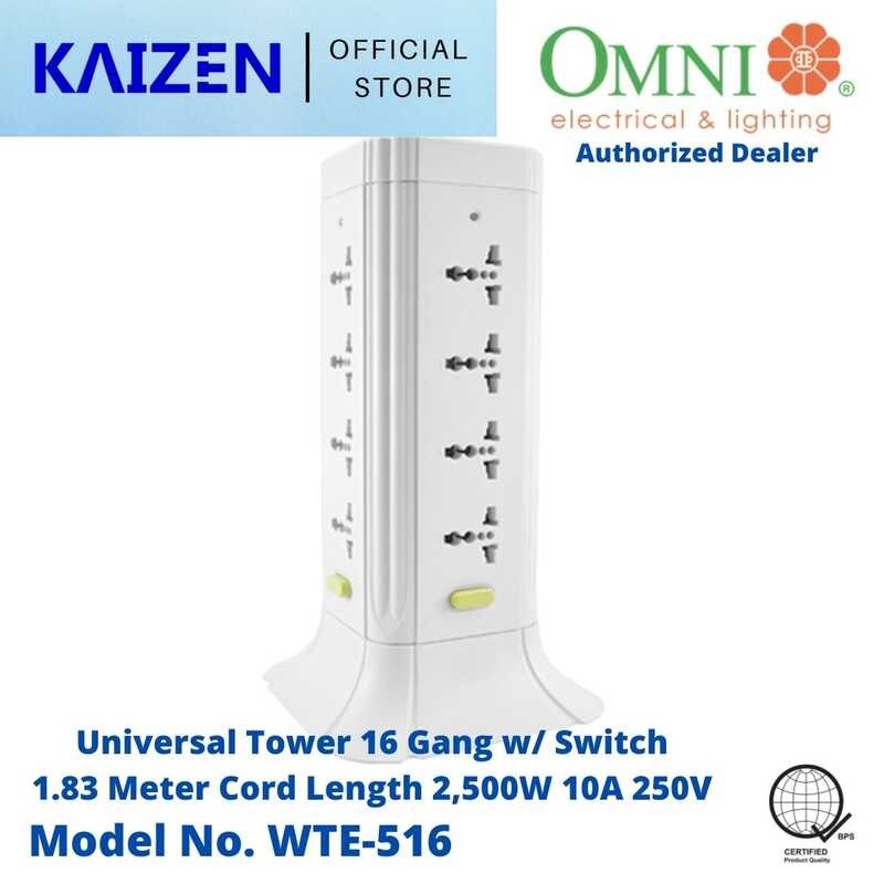 Omni Universal Tower and Reel Extension Cord 12 / 16 Gang with Switch ...