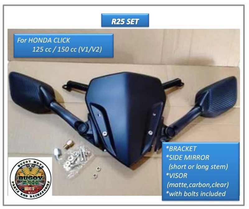 R25 HONDA CLICK Side Mirror With Bracket And Visor ( 1 SET ) For Honda