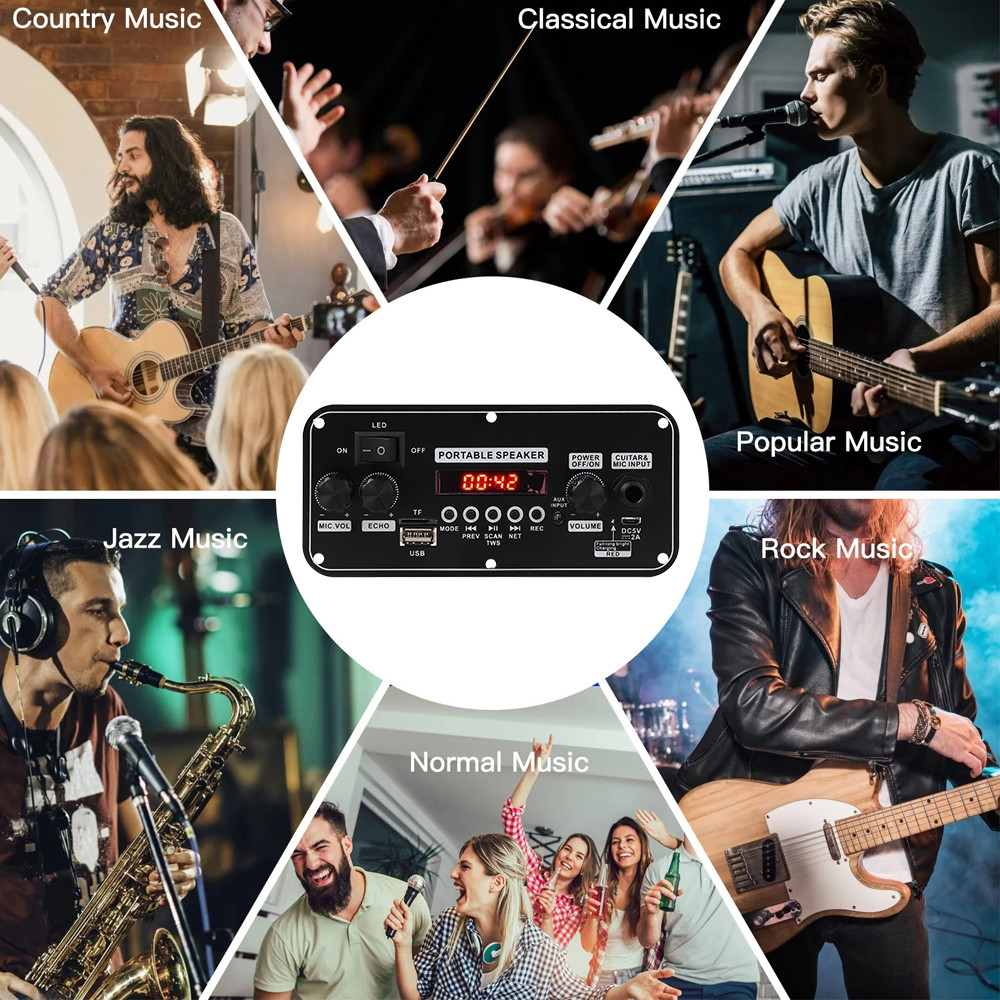 HYS DC 5V Bluetooth 5.0 MP3 WAV APE Decoder Board 20W Amplifier Car