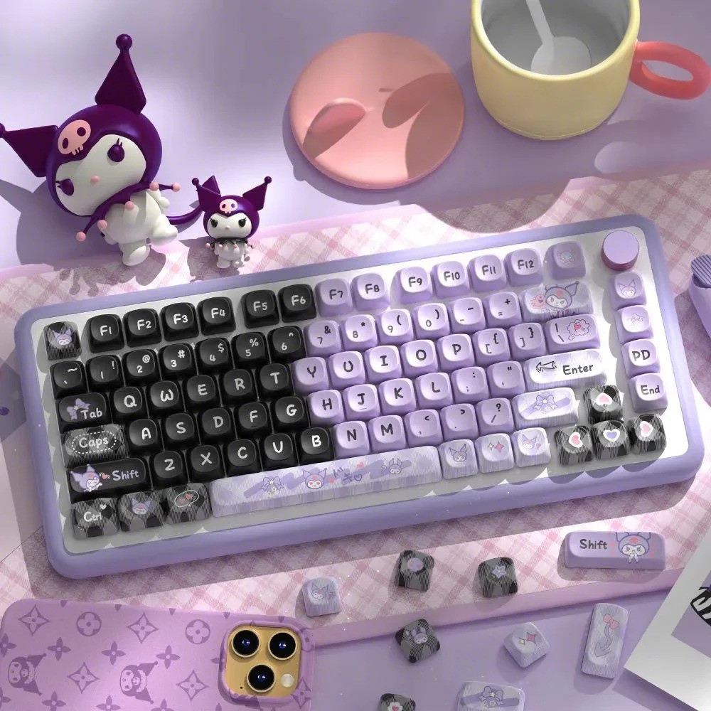 112Keys Kuromi Theme Keycaps Cute Cartoon Universal Mechanical