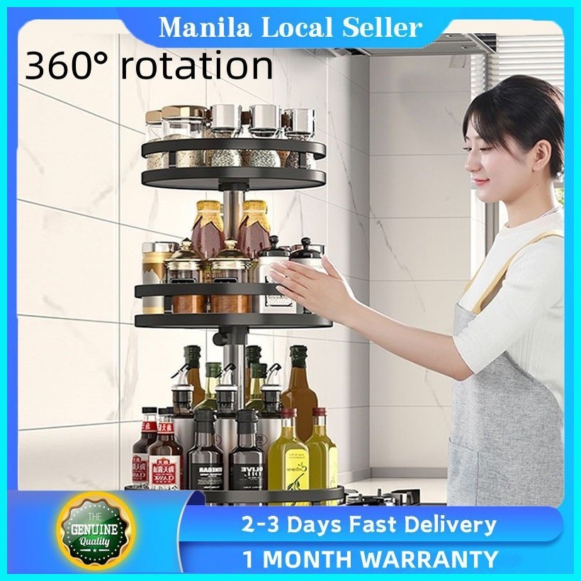 kitchen condiments rack organizer 360rotating spice rack aesthetic ...