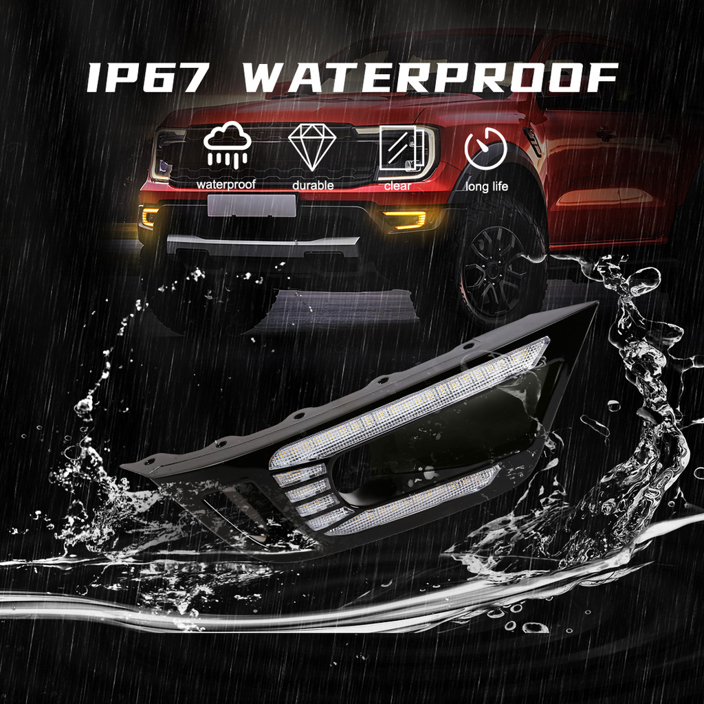 Car LED White Daytime Running Light DRL For Ford Ranger Raptor 2022