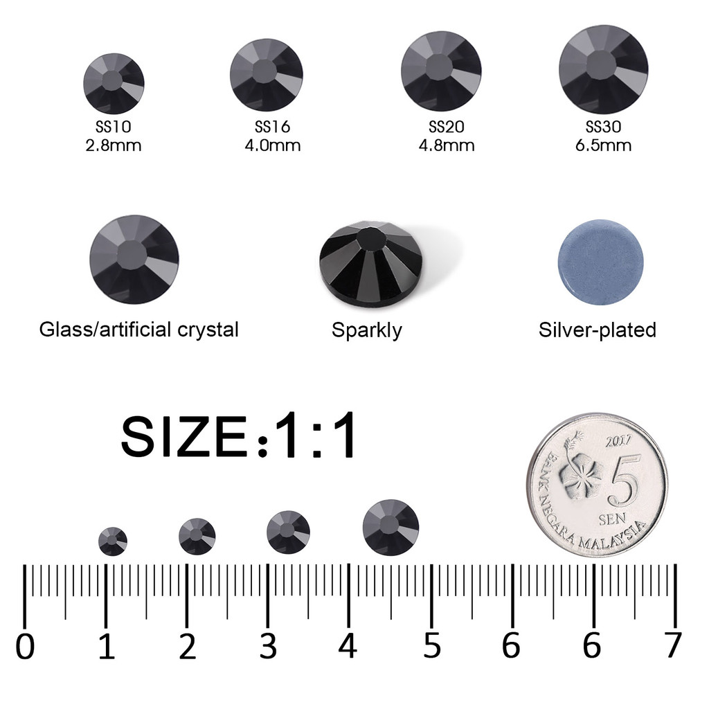 Top Quality Black Hotfix Rhinestones Crystal Glass Iron On Rhinestone