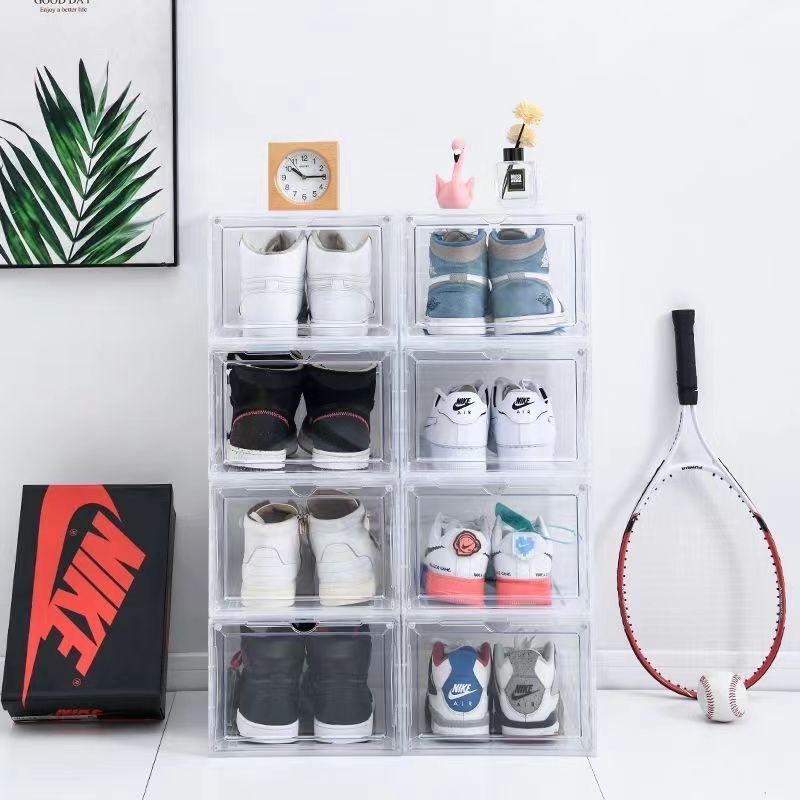 Transparent Shoe Box Combination Flip Shoe Box Household Front Opening ...