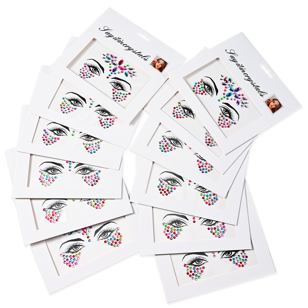 1Pcs Colorful Shiny Girl Crystal Diamond Face Stickers 3D Self-Adhesive ...