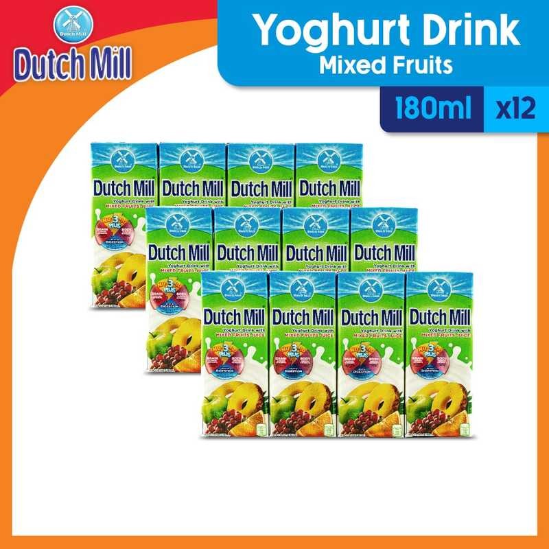 Dutch Mill Yoghurt Drink Mixed Fruit Juice 180Ml X 12 C66 | Shopee ...