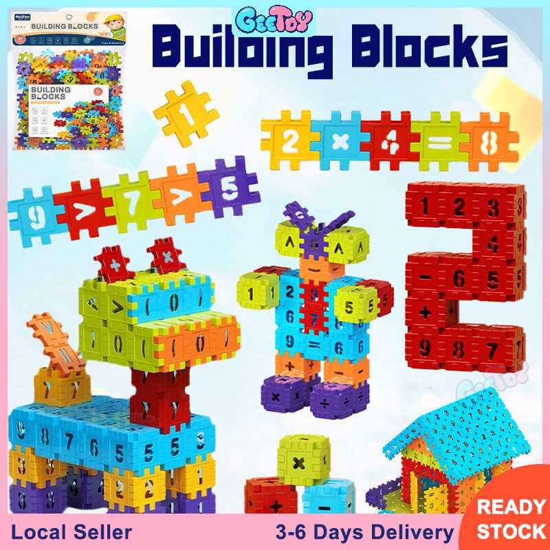 200Pcs DIY Puzzle Colored House Assembly Building Blocks Digital Number ...
