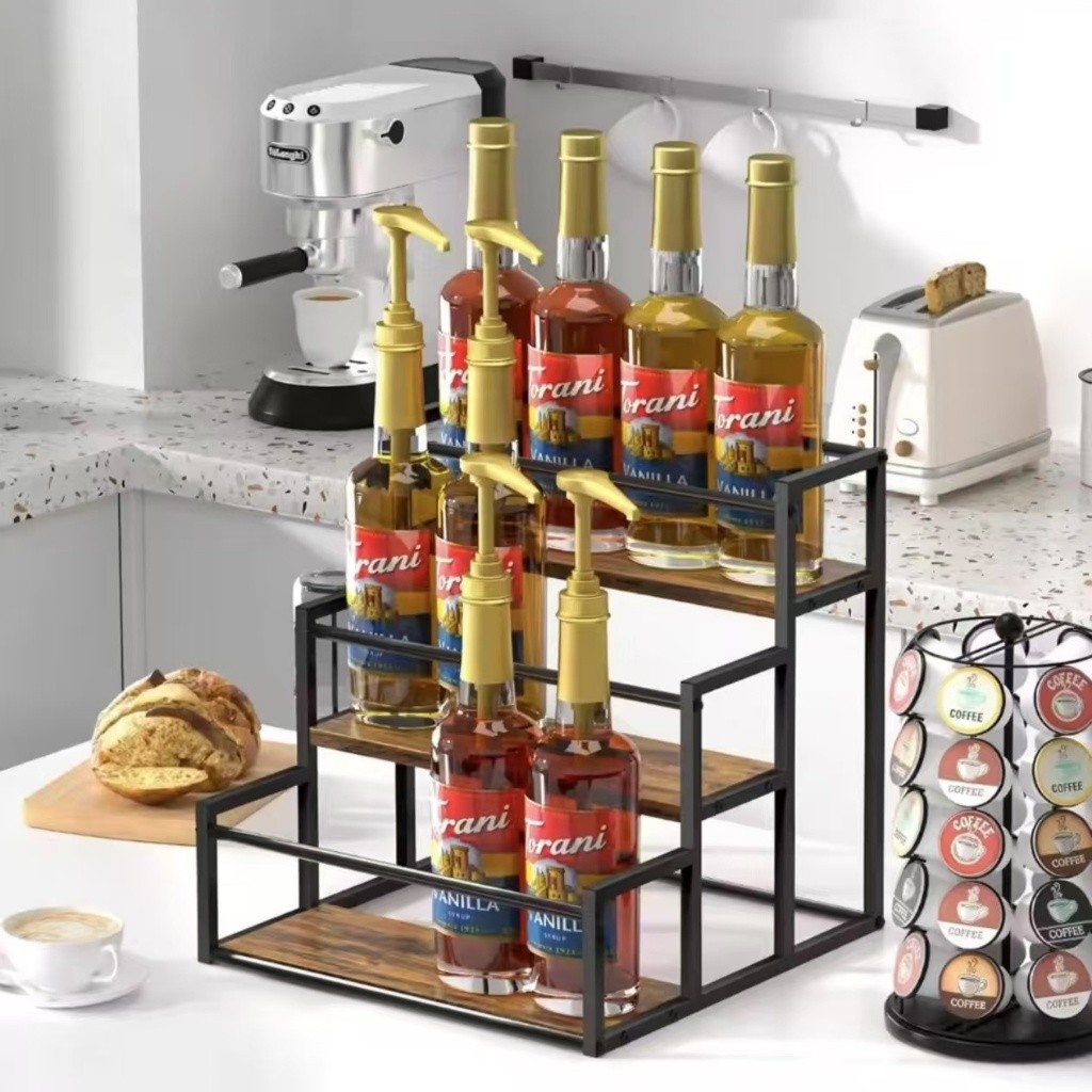 Coffee Syrup Rack Organizer Spice Pump Rack Wine Storage Stand Bar ...