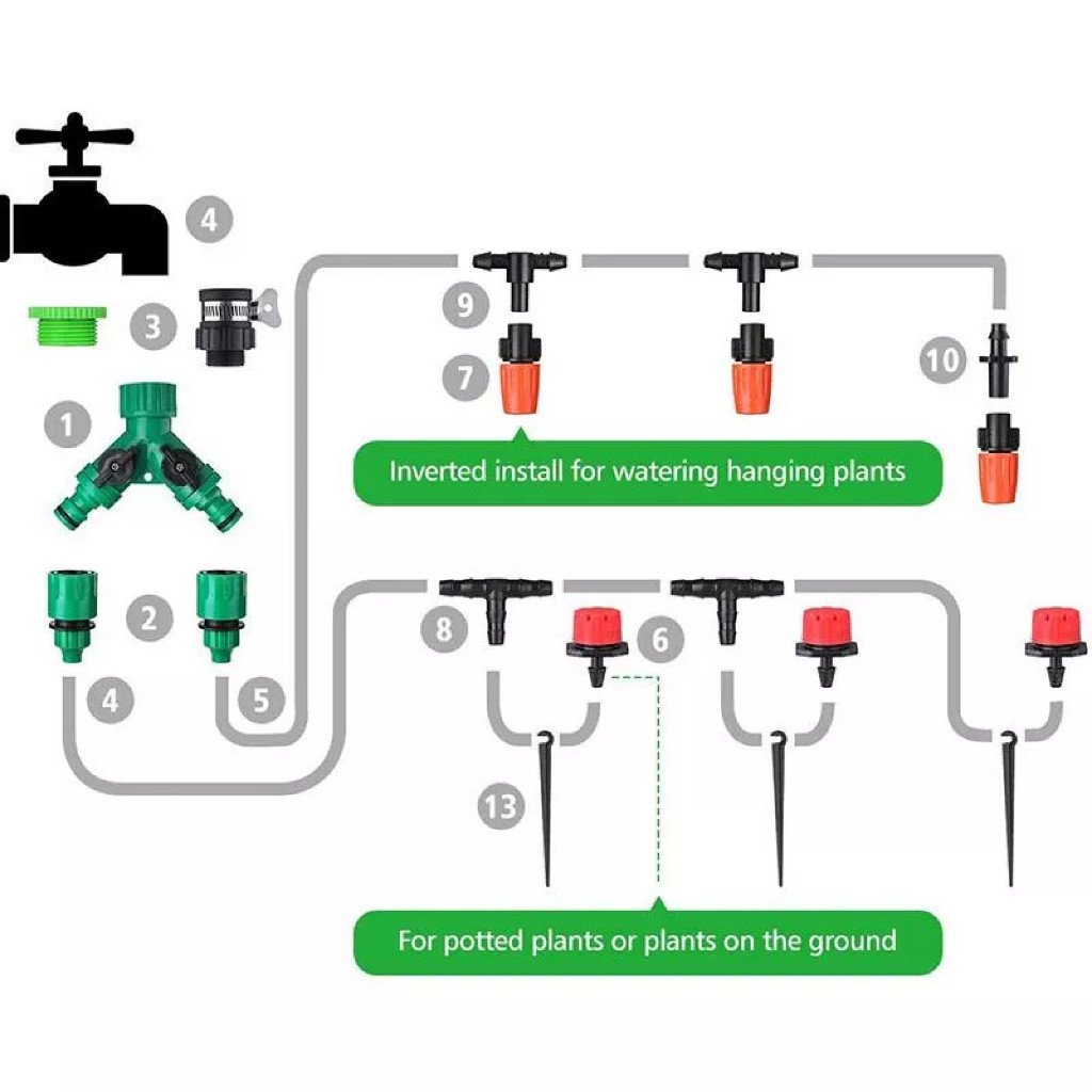 40M Drip Irrigation Kit Garden Automatic Watering Spray System Plant ...