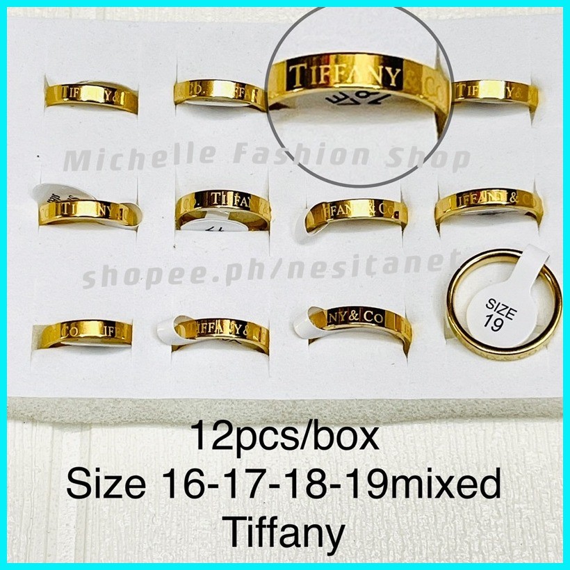12pcs/box 18K Gold Plate Brand Ring Stainless steel Gold Ring with ...