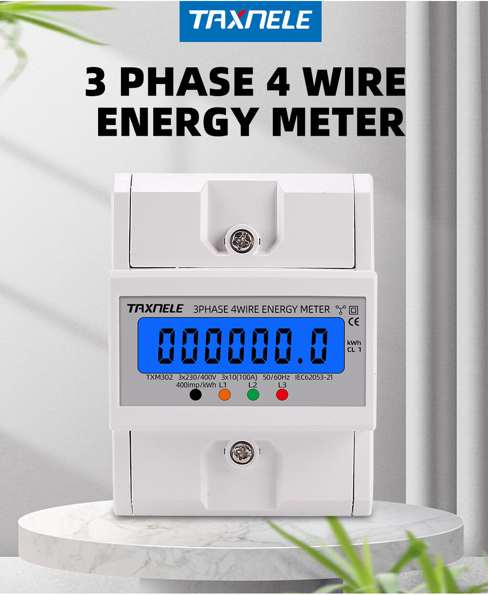 Din Rail 3 Phase 4 Wire Energy Meter 380V 100A 50HZ 60HZ Electronic ...