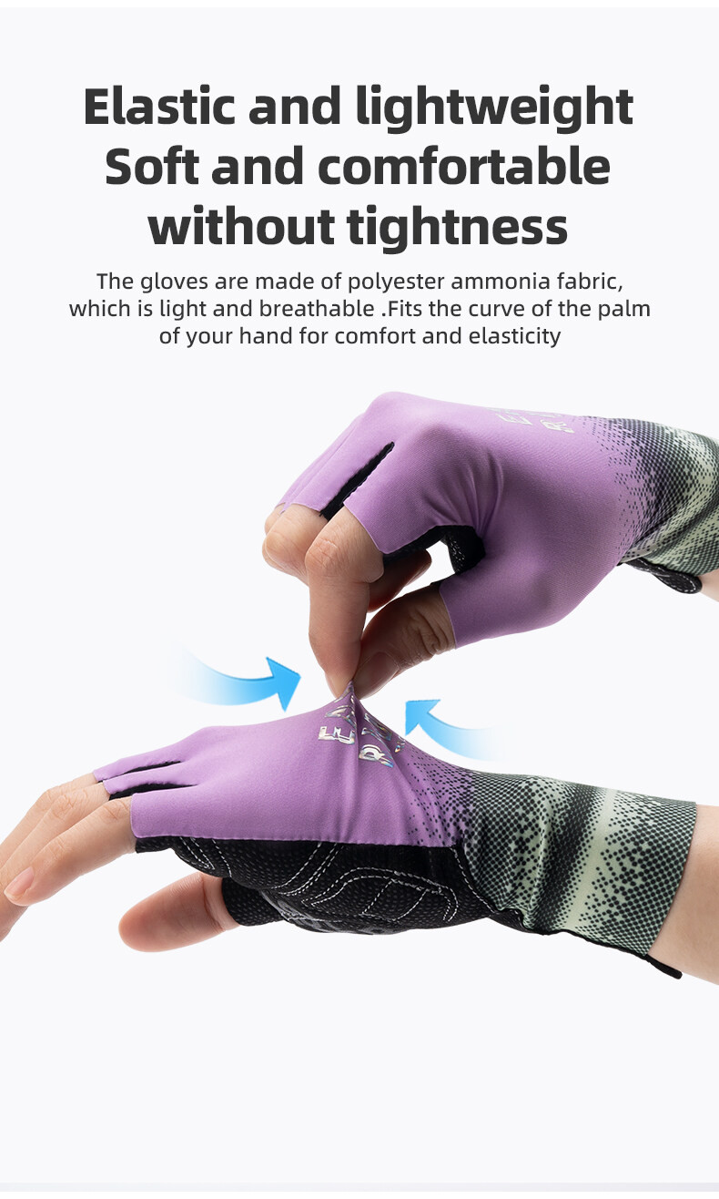 ROCKBROS 1 Pair Half Finger Cycling Gloves Women Breathable Elastic Non ...