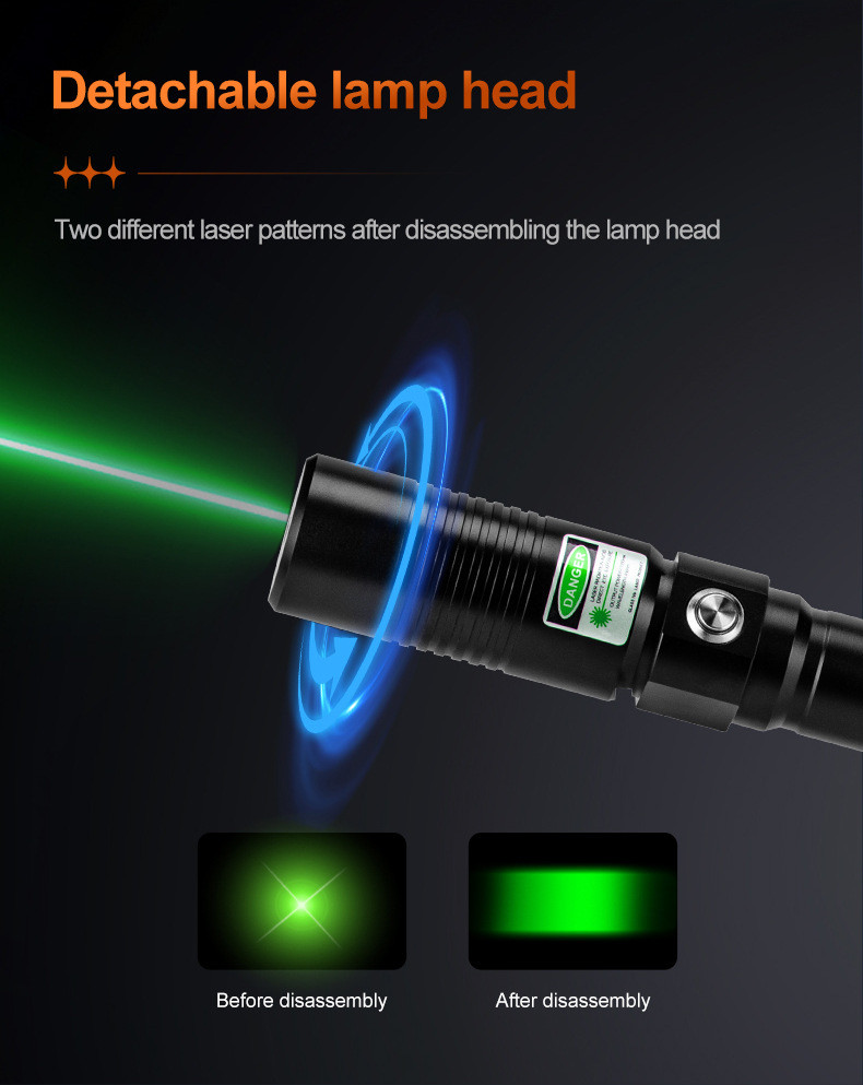 High Power Blue Light/Green light laser pointer rechargeable strong ...