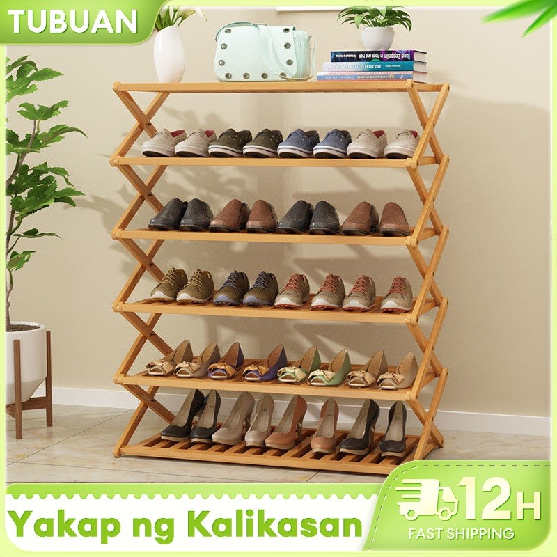 TUBUAN Bamboo Shoe Rack For High quality Shoes Storage X-shaped ...