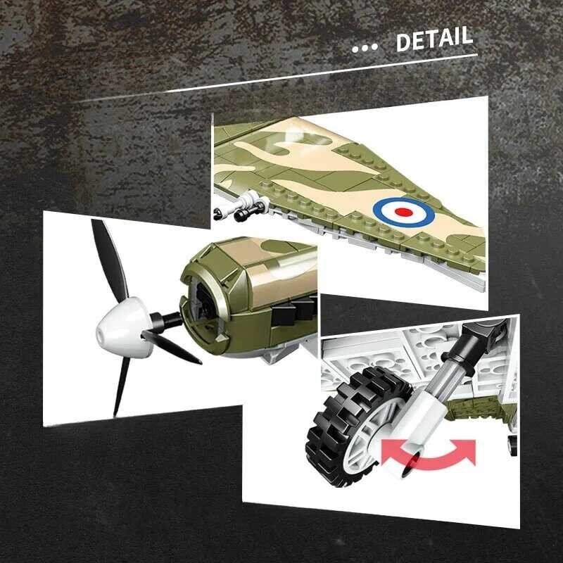Ww2 Spitfire Fighter Block DIY 1/32 Scale UK Plane Building Brick Toy ...