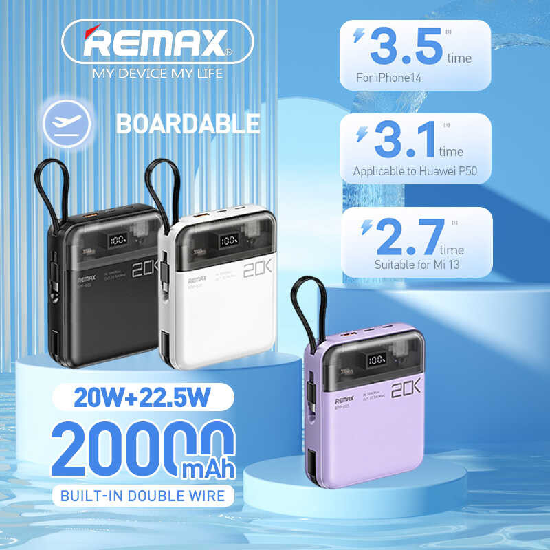 2025 Remax 20000mAh 20W+22.5W Charging Portable Powerbank w/ Built-in ...
