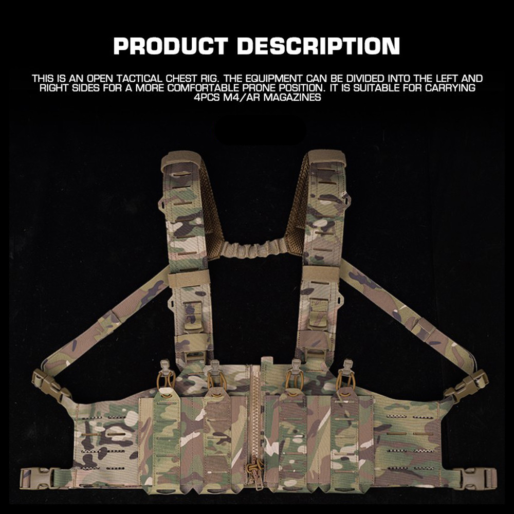 Wosport Tactical SF Chest Rig With H-Shaped Strap Lightweight Zip on ...