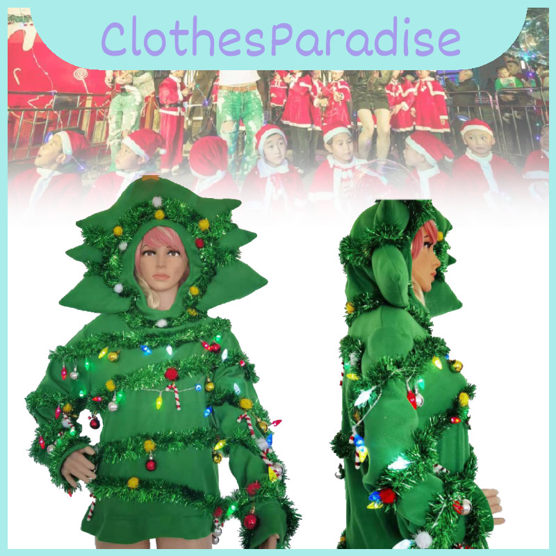 Tree Christmas Costume Cosplay Led Lights Pendant Stage Women Outfit ...