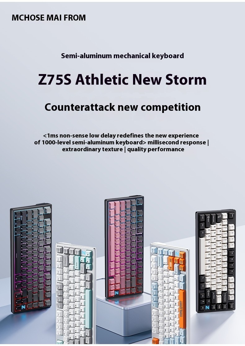 Mchose Z75S Mehcanical Keyboard Trimode Wireless Aluminium 75 Hot