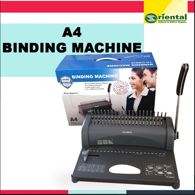 Upright A4 Binding Machine - 21 Holes Heavy Duty Metal Comb Ring Spiral ...