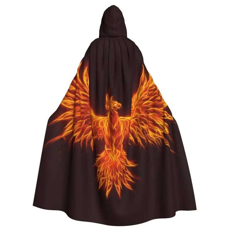 M Uni1 Adult Fire Phoenix Cloak With Hood Long Witch Costume Cosplay ...