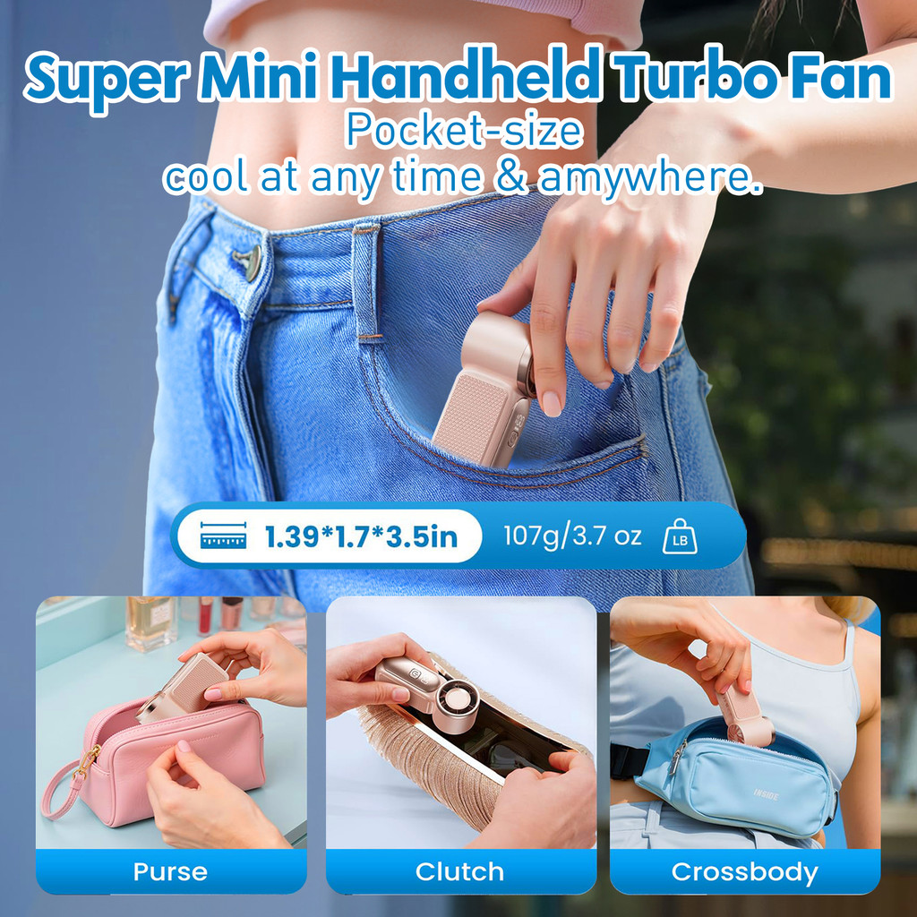 Smallest Fan (2026 New) 3600mAh Portable Mini Handheld Fan 3.5-inch ...