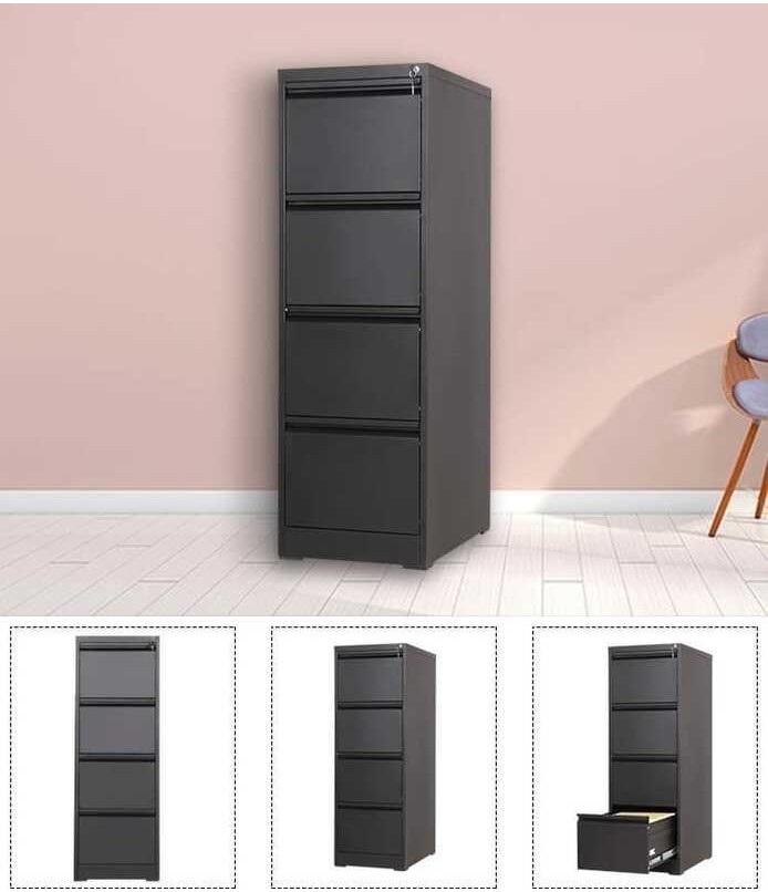 4 Drawer Steel Filing Cabinet With Lock, Smooth Railings , Available 2/ ...