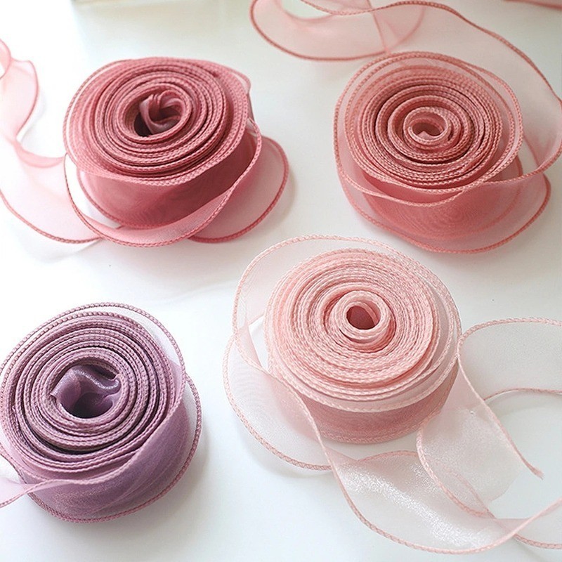 10Yards/Roll Sheer Chiffon Ribbon Organza Satin Ribbons for Gift ...