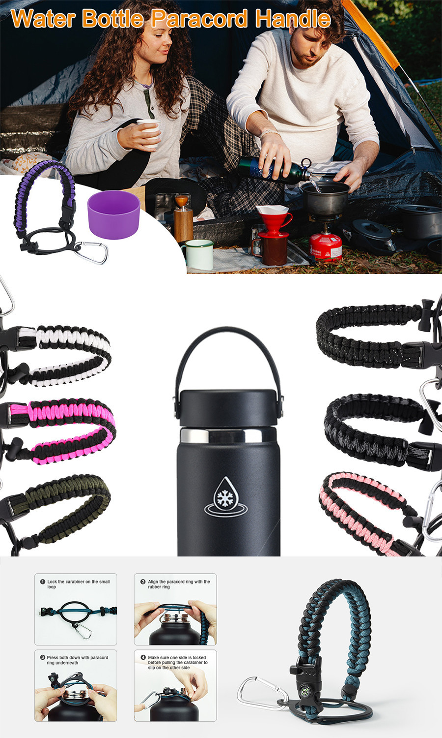 Astar Flask Water Bottle Boot Rope Paracord Handle Strap for Tumbler ...