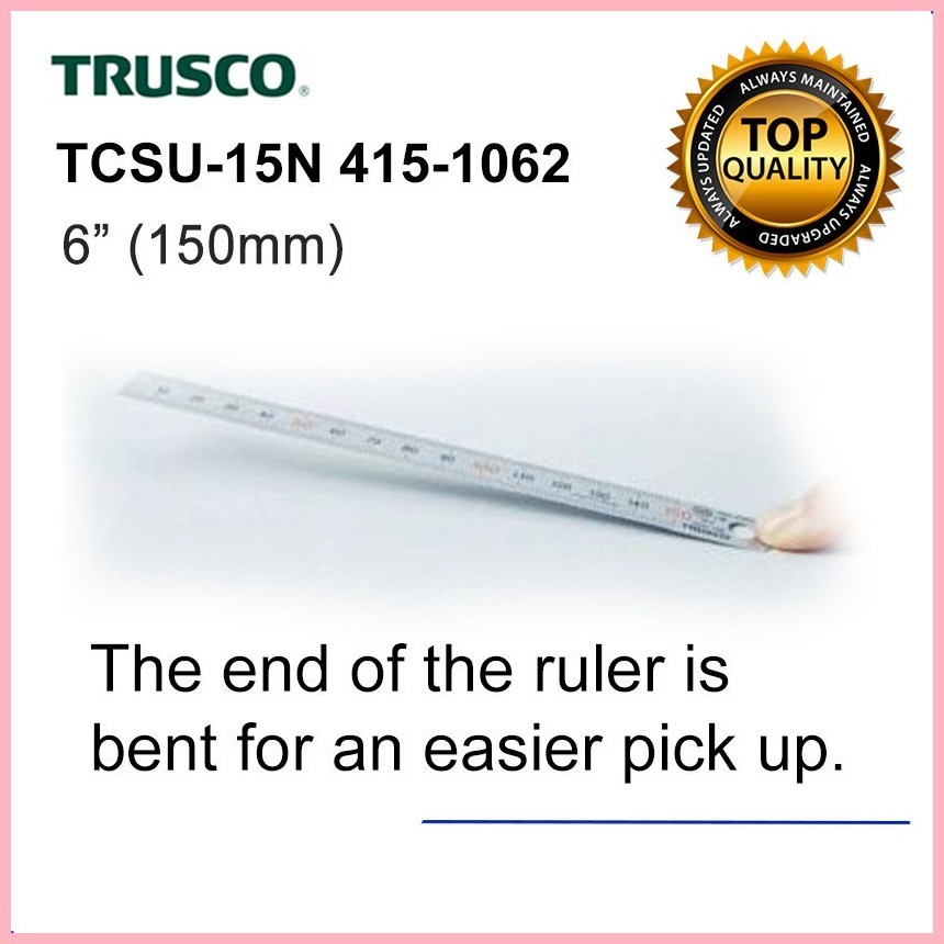 Trusco Stainless Steel Ruler 150mm Pick Up Scale with Conversion Table ...