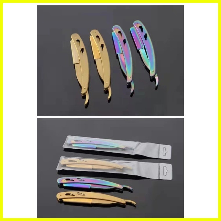 ♀ Barber's Labaha Metal Body Hair Cutting Shaver Gold Replaceable Blade ...
