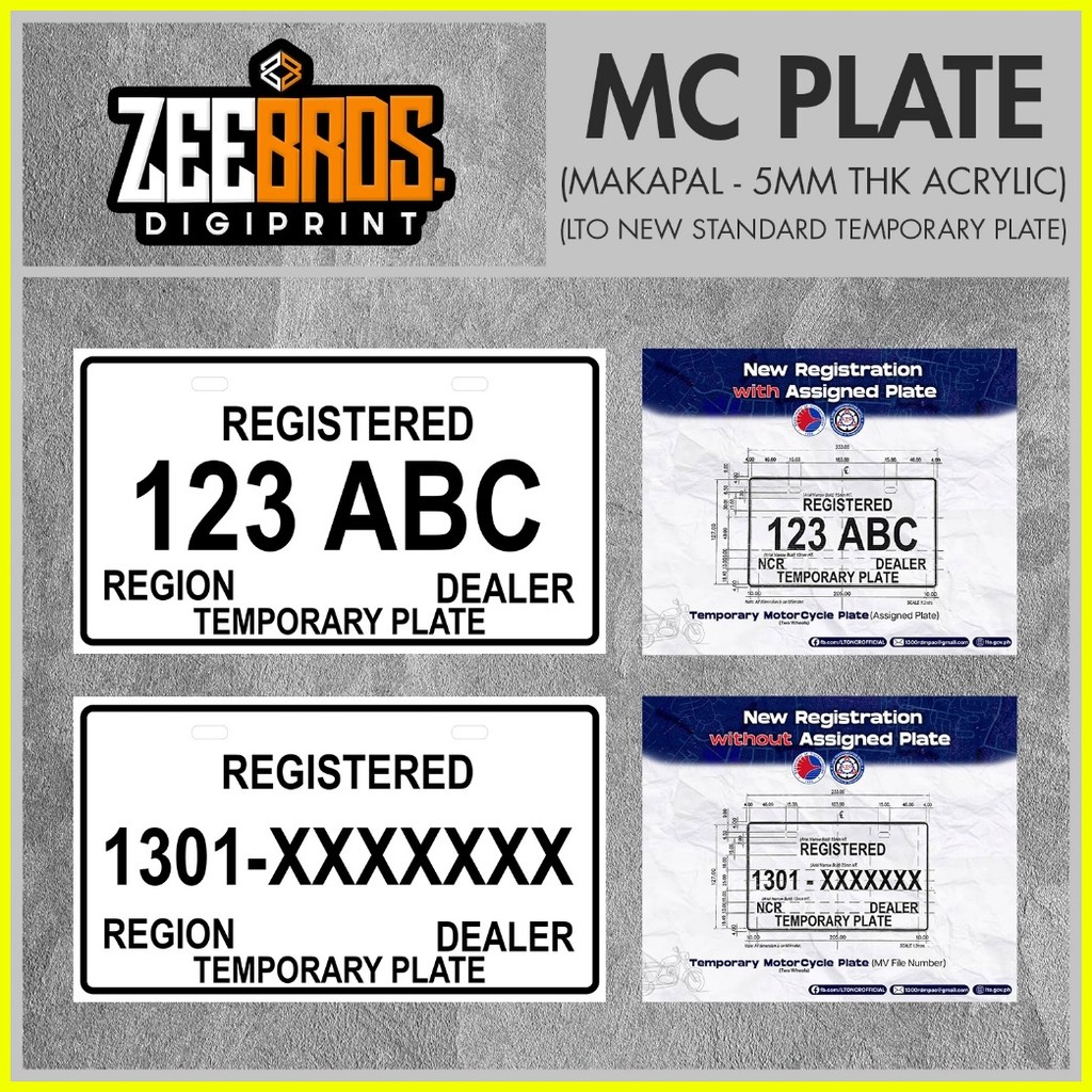 LTO NEW Standard Motorcycle Temporary Plate Number | Shopee Philippines