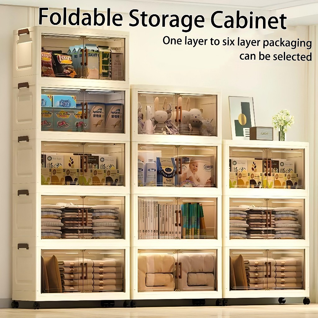 Foldable Storage Cabinet Plastic Durable Drawer With Universal Wheels ...